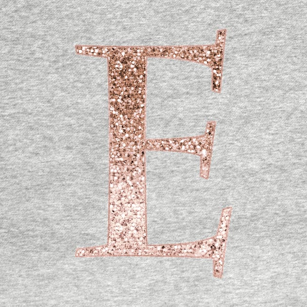 E rose gold glitter monogram letter by RoseAesthetic